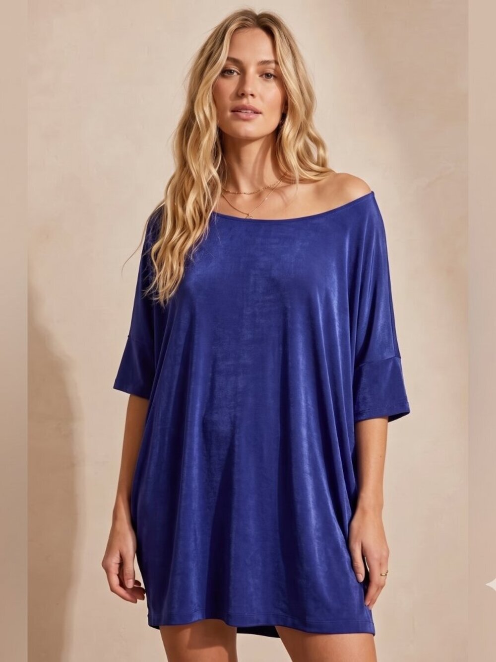 Chicos SIze 2 Travelers Blue Top Blouse Tunic  EUC Size Medium